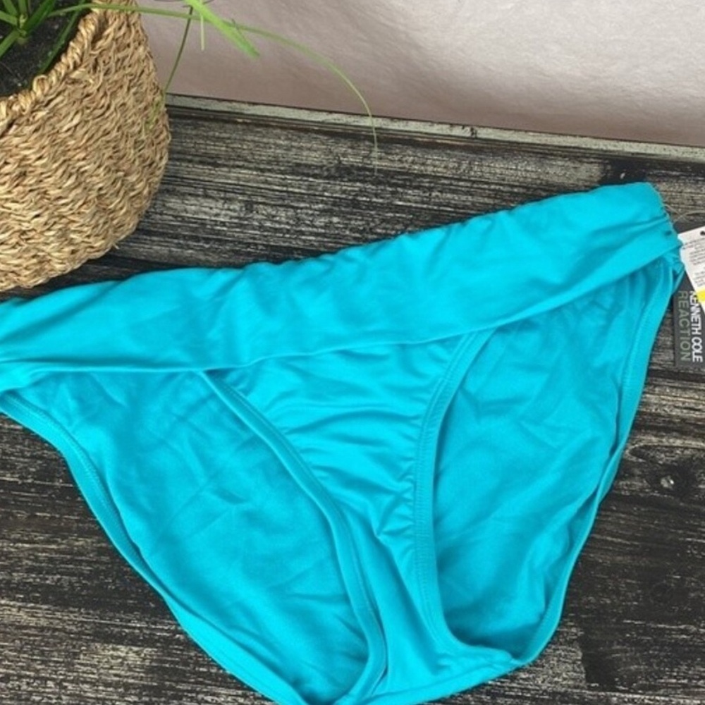 Kenneth Cole Blue Foldover Waist Bikini Swim Suit Bottom NWT Size S